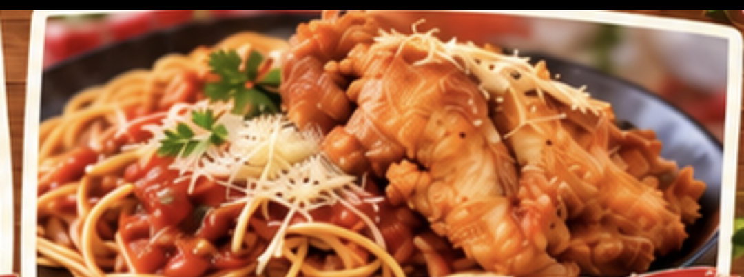 Spaghetti Red Sauce with Crispy Chicken