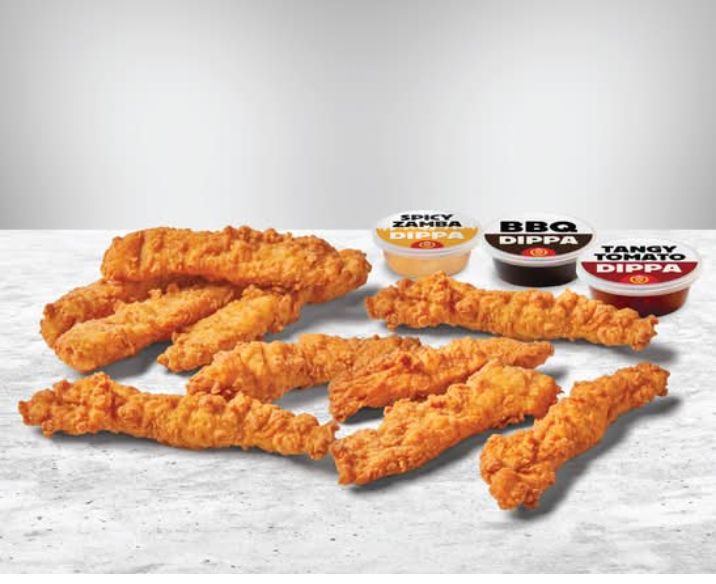 10 chicken fingers+3 Dippas