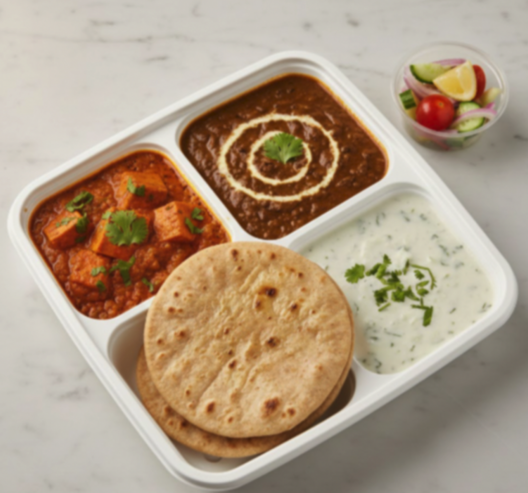 Butter Paneer Lite Thali | North Indian Veg Meal | 3 Paratha