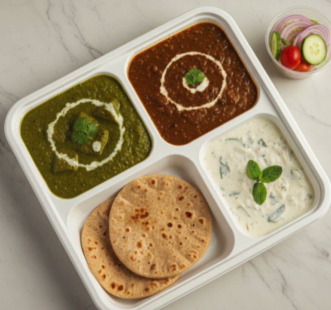 Palak Paneer Lite Thali | 3 Paratha