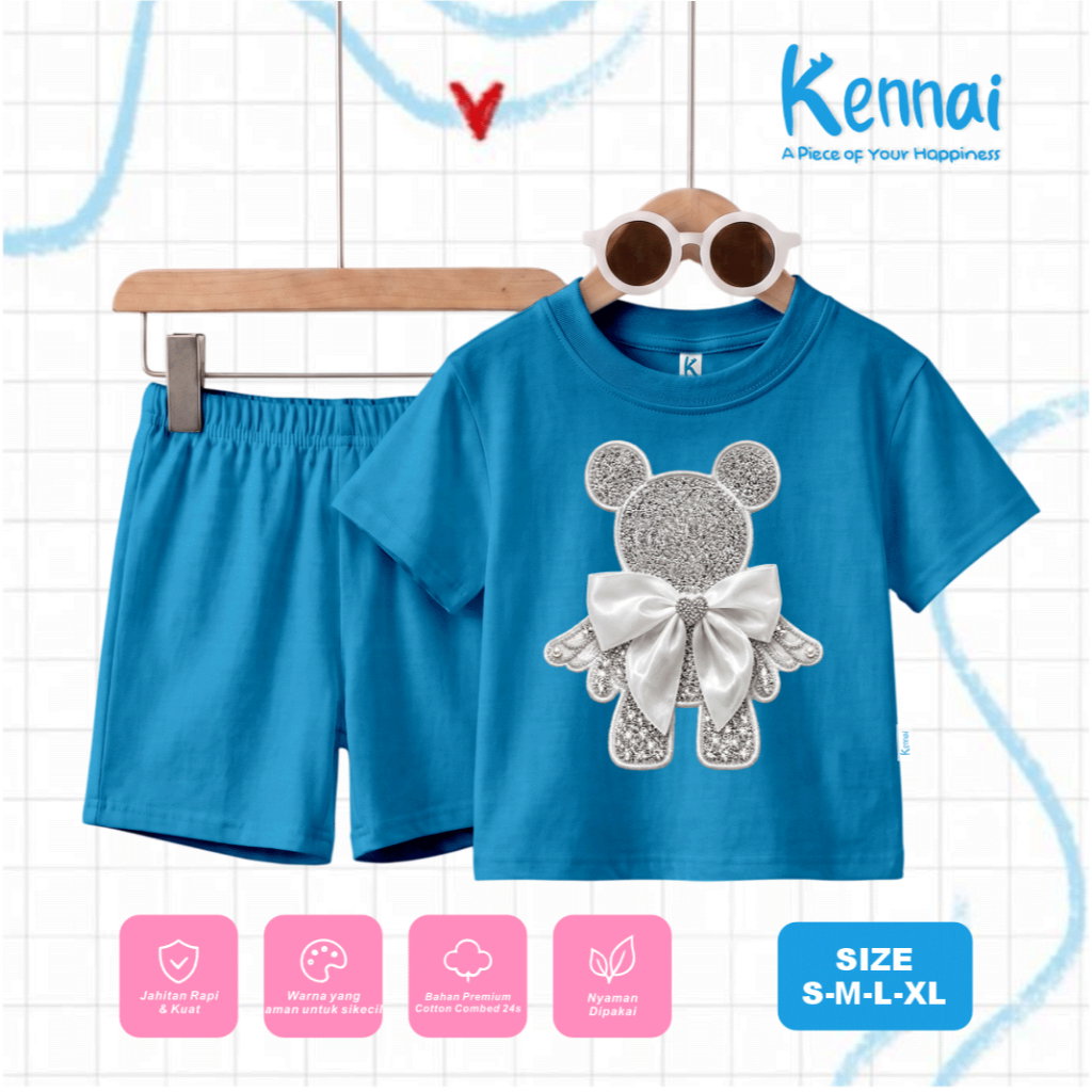 SETELAN PENDEK SERIES GLITTER BEAR TURKISH