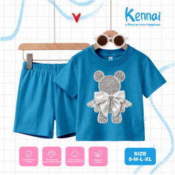 SETELAN PENDEK SERIES GLITTER BEAR TURKISH