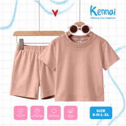 SETELAN PENDEK SERIES GLITTER BEAR YOUNG PEACH POLOS