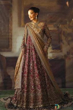 Crimson Bridal Peshwas Lehenga for Wedding Wear