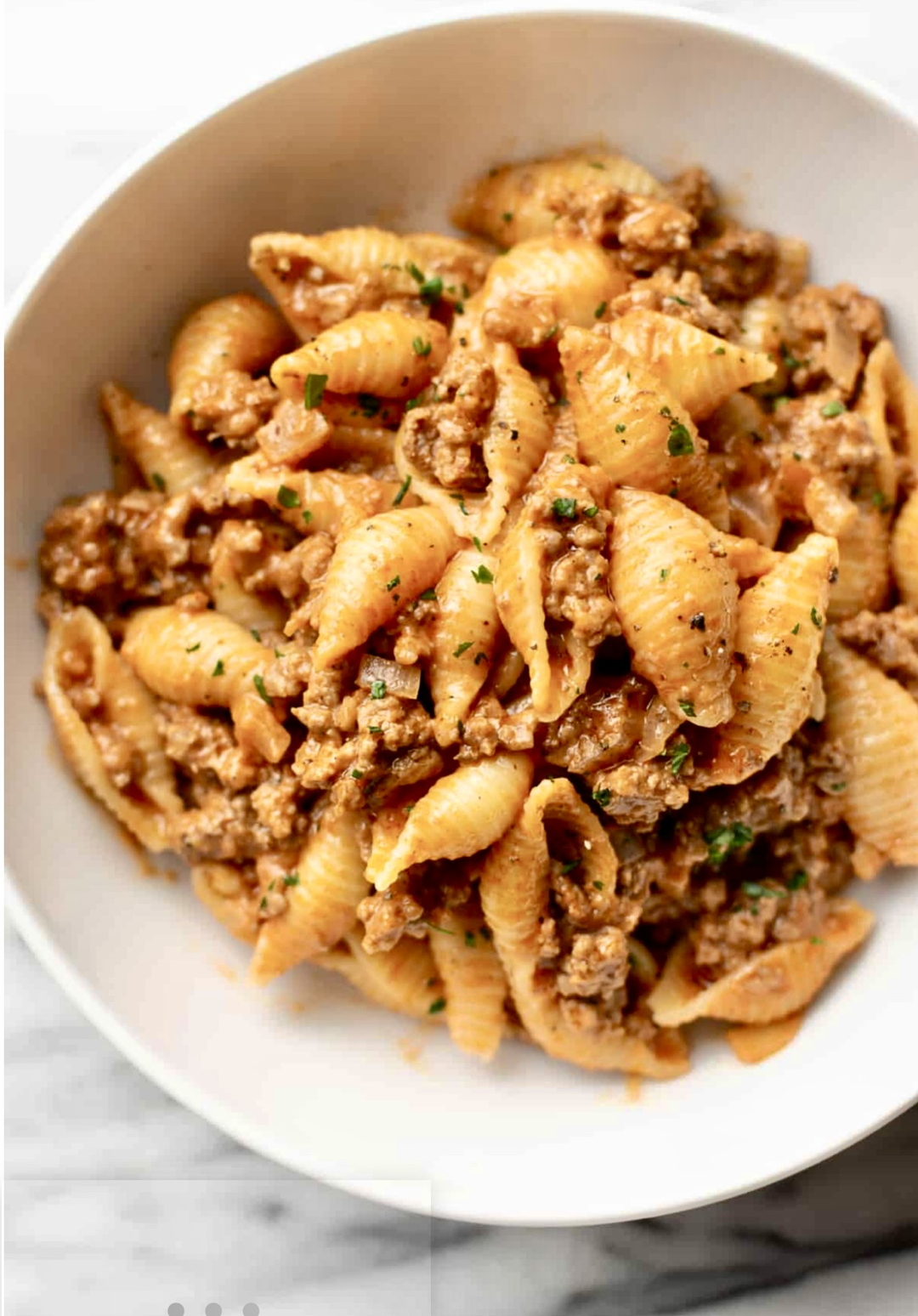 Creamy Beef Shell Pasta