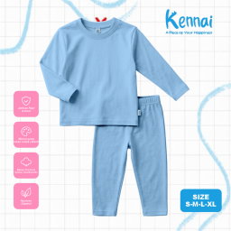 SETELAN PEREMPUAN SERIES ELEPHANT & GIRL BABY BLUE POLOS