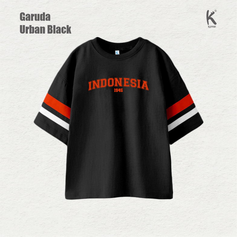 KAOS ATASAN OVERSIZE SERIES INDONESIA GARUDA URBAND BLACK_0
