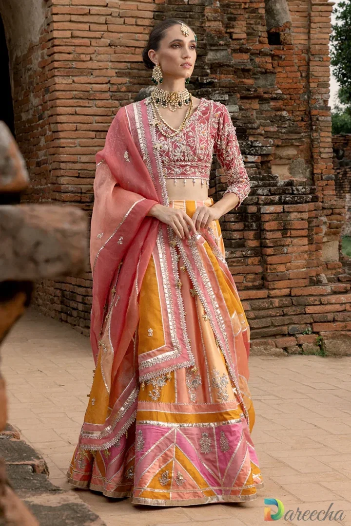 Multi Color Chatta Pati Lehenga Sheesha Silk Festive Set_0