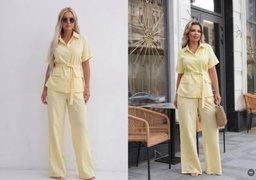 Safari-inspired short sleeve two-piece set