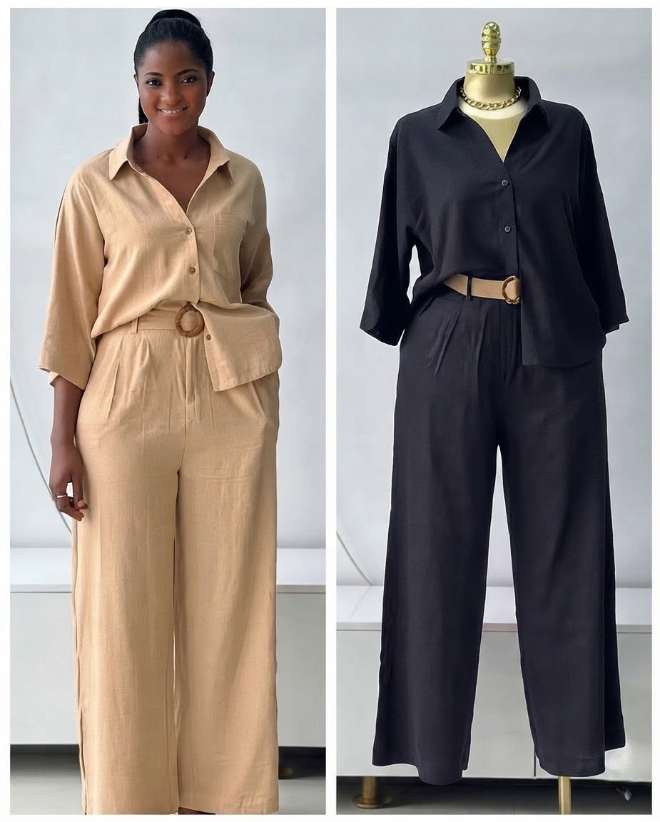 Brace length two-piece matching set with belt_1