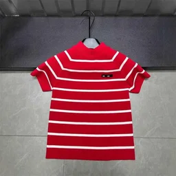Short-sleeve knit top, mock-neck sweater
