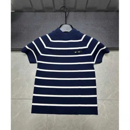 Short-sleeve knit top, mock-neck sweater