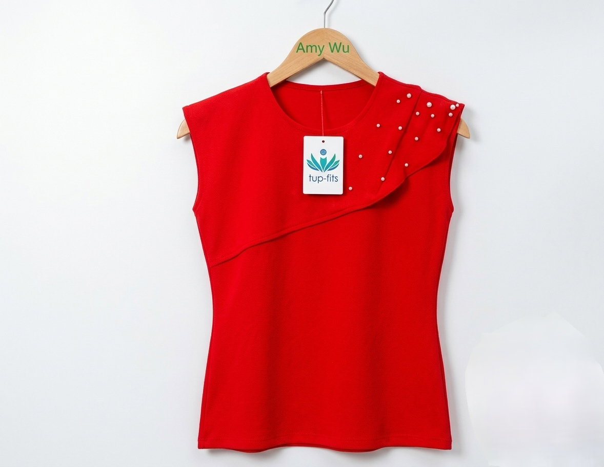 Women's black sleeveless top featuring an asymmetrical, layered design across the chest_2