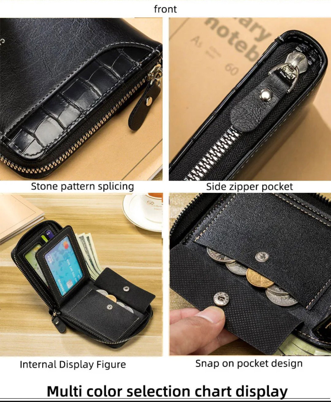 Premium Short Style Leather Men's Wallet - Zipper Coin Pocket, RFID & Multi-Card Holder_1