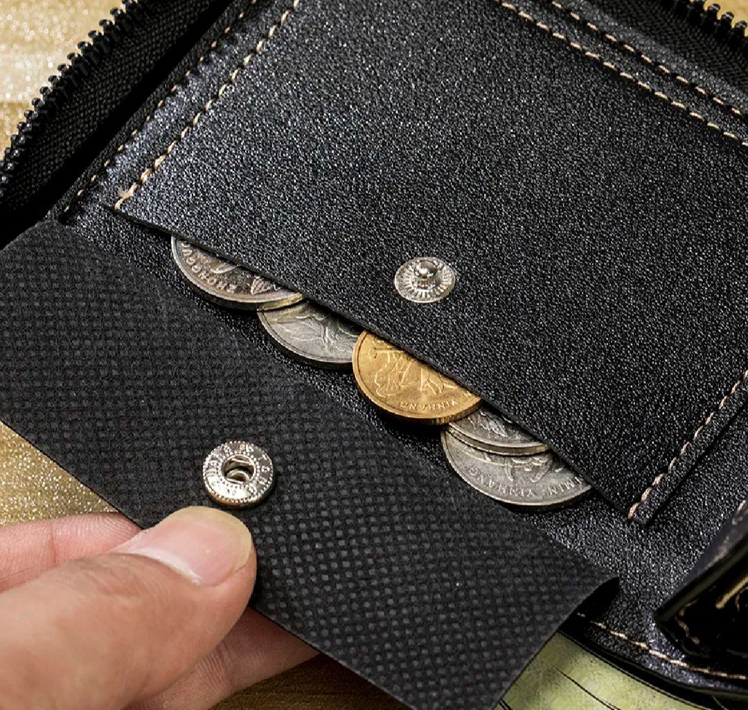 Premium Short Style Leather Men's Wallet - Zipper Coin Pocket, RFID & Multi-Card Holder_3
