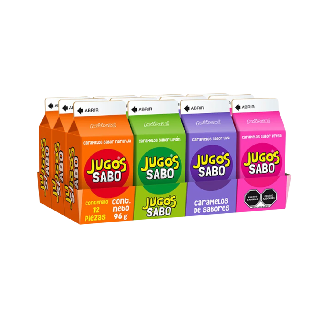 CARAMELO JUGOS SABORES ANAHUAC DISP C/12 PZS