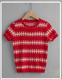 Fitted, short-sleeved fine-knit top