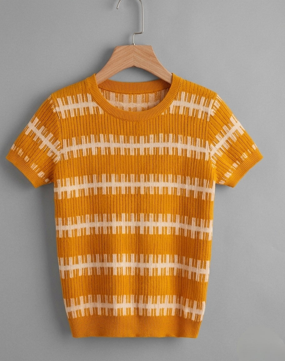 Fitted, short-sleeved fine-knit top_4