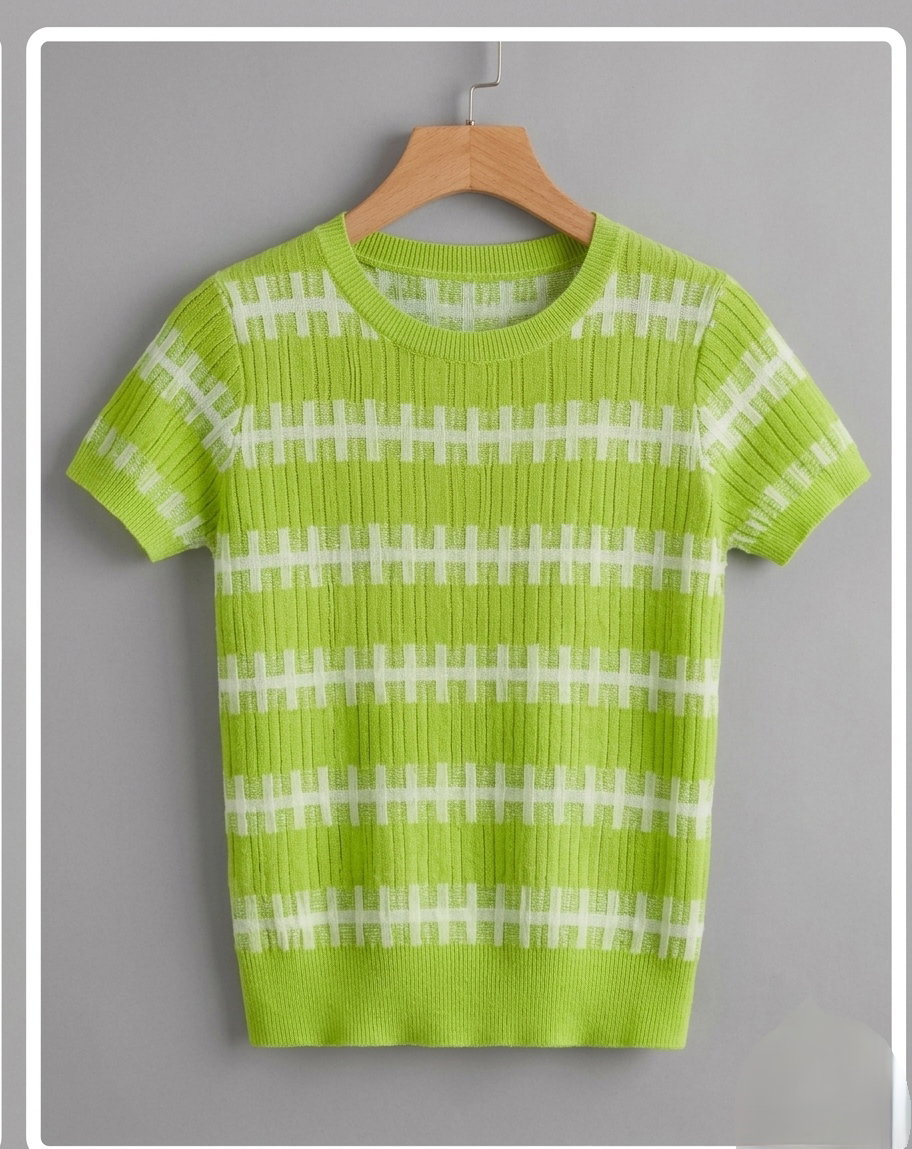Fitted, short-sleeved fine-knit top_8