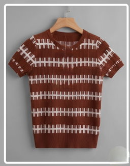 Fitted, short-sleeved fine-knit top