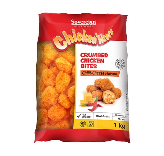 SOVEREIGN CHILLI CHEESE CHICKEN BITES 1KG <<< Econo Foods >>>
