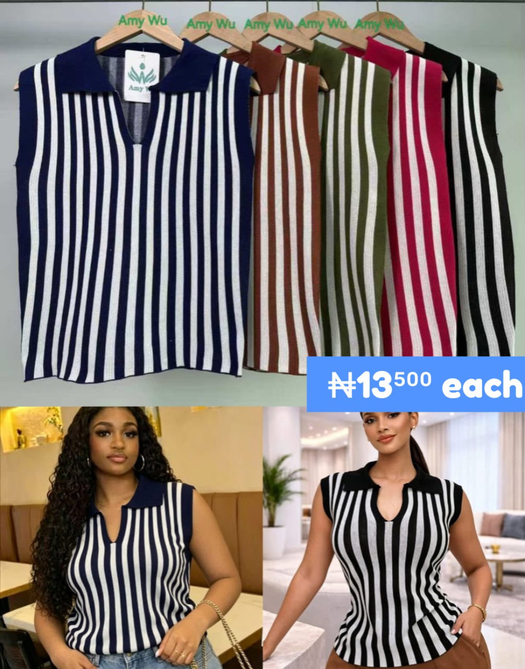 Sporty Retro Athletic Stripped Sleeveless Top_0