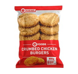 CHICKEN BURGER EFOODS 800G <<< Econo Foods >>>