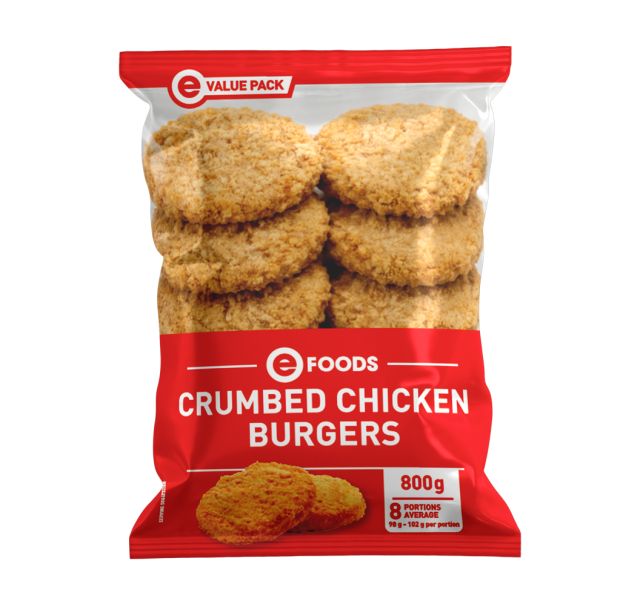 CHICKEN BURGER EFOODS 800G <<< Econo Foods >>>