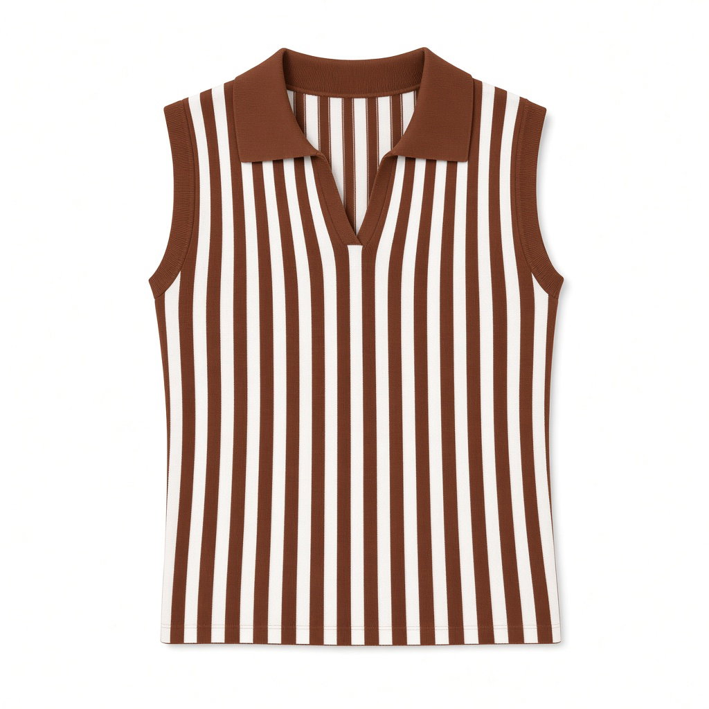 Sporty Retro Athletic Stripped Sleeveless Top_2