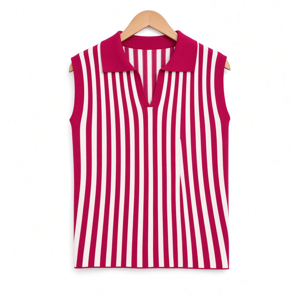 Sporty Retro Athletic Stripped Sleeveless Top_3