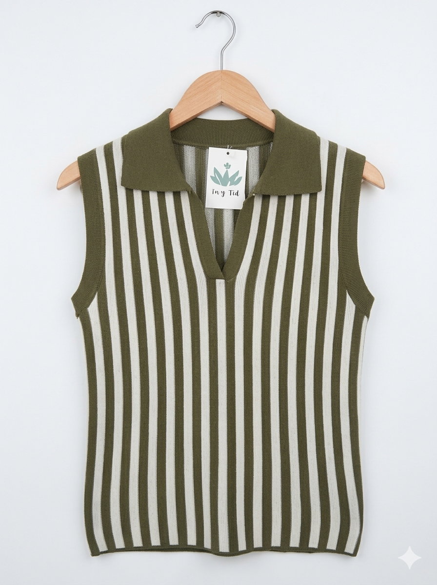 Sporty Retro Athletic Stripped Sleeveless Top_4