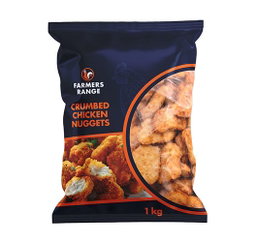 CHICKEN NUGGETS CRUMBED FARMERS RANGE 1KG Code: FRCNUG-U <<< Econo Foods >>>