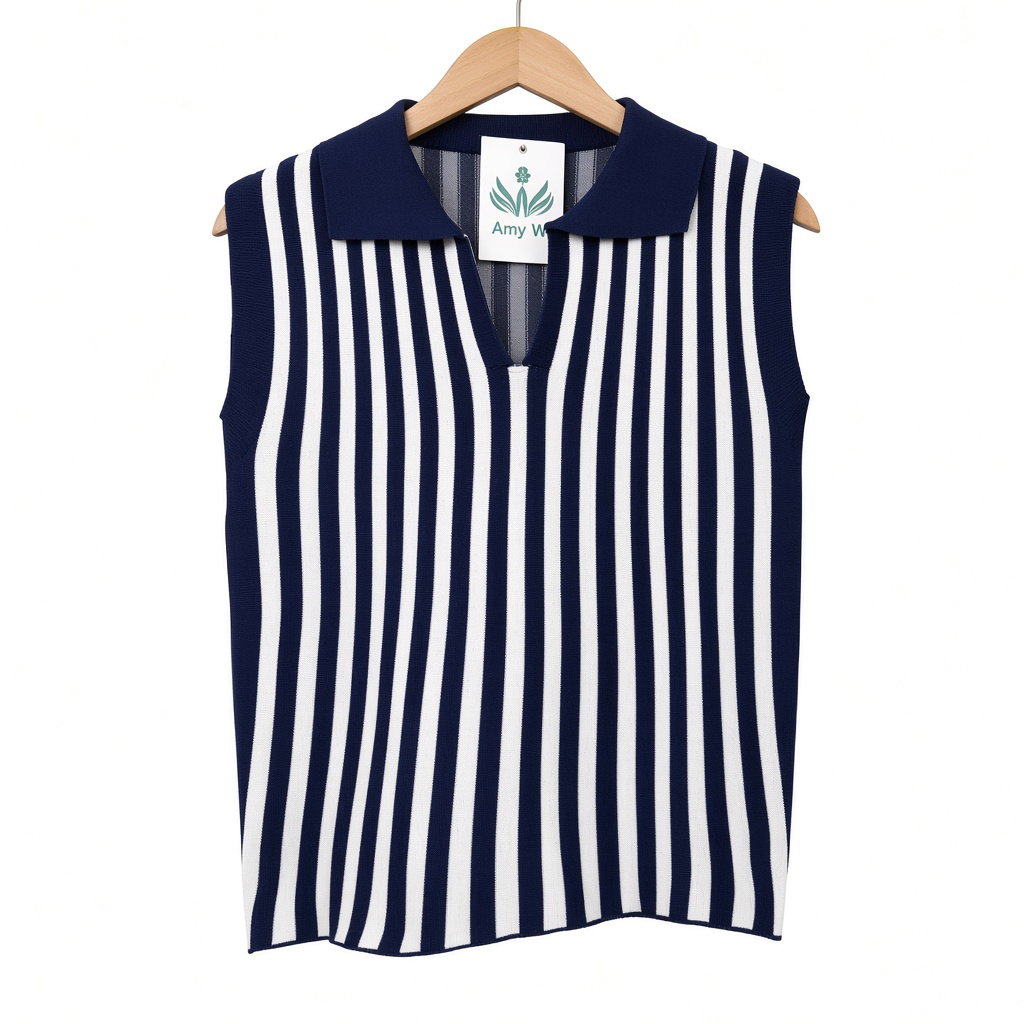 Sporty Retro Athletic Stripped Sleeveless Top_5