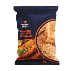 CHICKEN SCHNITZELS CRUMBED FARMERS RANGE 1KG Code: FRCSCH-U <<< Econo Foods >>>