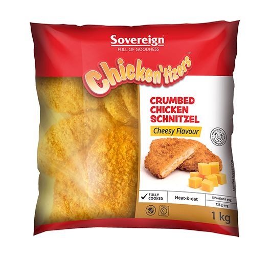 SOUTHERN STYLE CRUMBED CHICKEN CHEESY SCHNITZELS 1KG Code: SSCCSBU <<< Econo Foods >>>