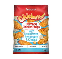 CAULIFLOWER SWEETCORN & CHEESE CHICKEN STRIPS 1KG Code: CTCSCCS-U <<< Econo Foods >>>