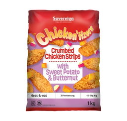SWEET POTATO & BUTTERNUT CHICKEN STRIPS 1KG Code: CTSBS-U <<< Econo Foods >>>