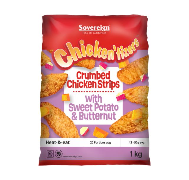 SWEET POTATO & BUTTERNUT CHICKEN STRIPS 1KG Code: CTSBS-U <<< Econo Foods >>>