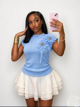Fitted, sleeveless short-sleeve top ribbed jersey knit