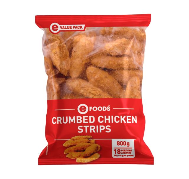 CHICKEN STRIPS EFOODS 800G Code: BUDSTU <<< Econo Foods >>>