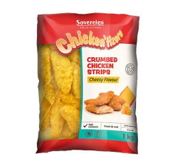 SOVEREIGN CRUMBED CHEESY CHICKEN STRIPS 1KG Code: CSSTBU <<< Econo Foods >>>