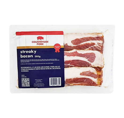 PORK BACON STREAKY FSH COUNTRY SIDE PORK 500G <<< Econo Foods >>>