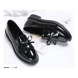 Women's black patent leather loafers