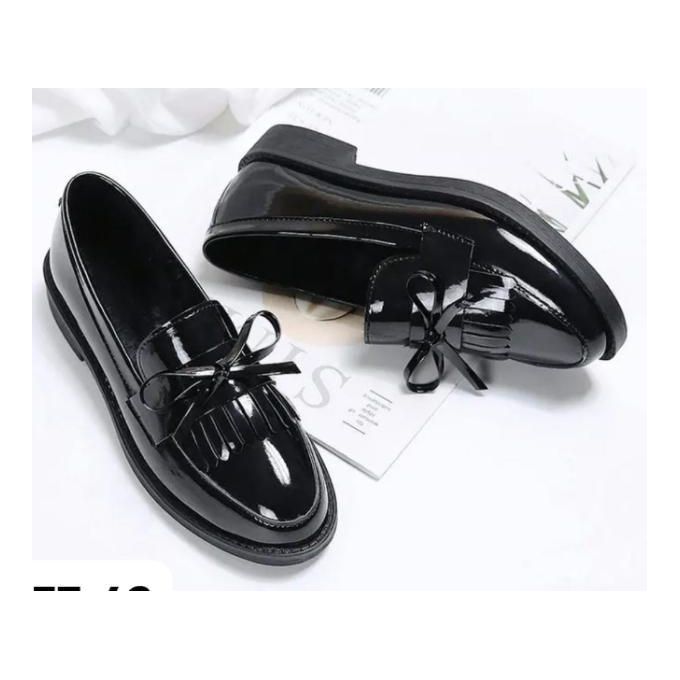 Women's black patent leather loafers