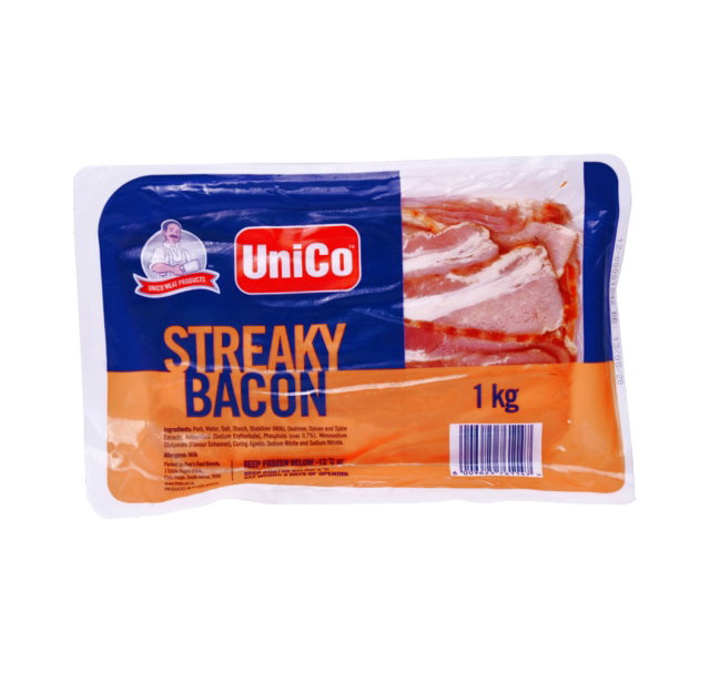 UNICO STREAKY BACON 1KG Code: USTU <<< Econo Foods >>>