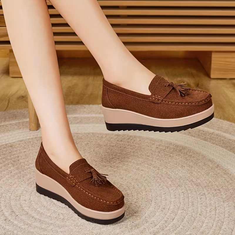 Women’s tassel loafer platform wedges