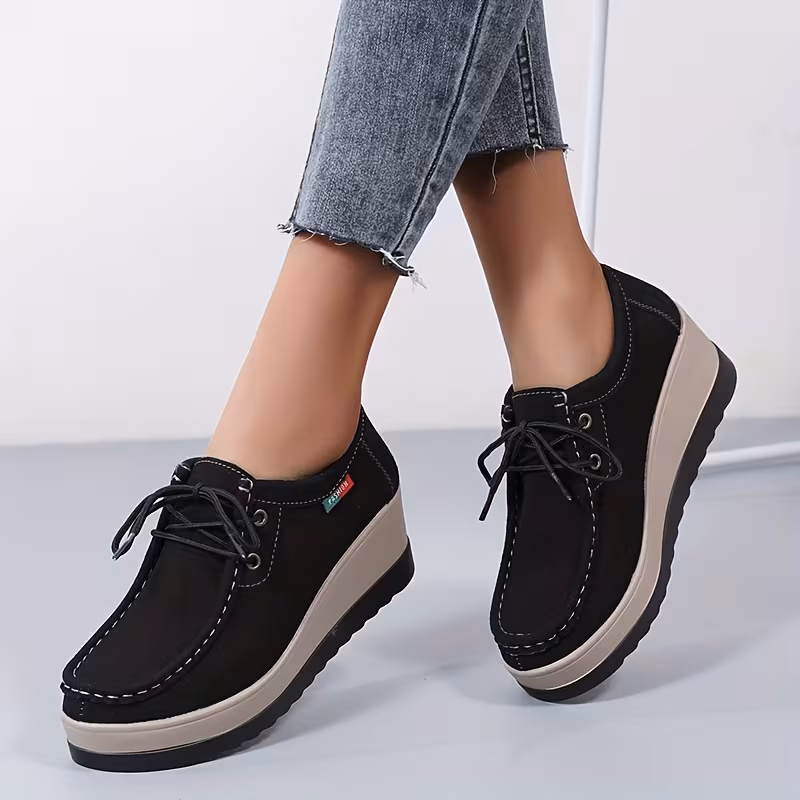 Women’s casual platform boat-style loafers platform moccasins or Wallabee-style _2