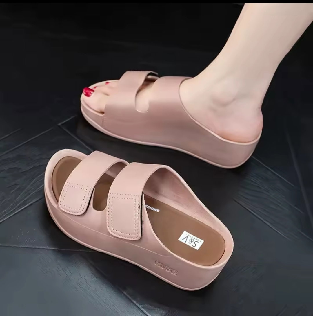 Women’s casual, dual-strap platform slide sandals dmodern, ergonomic look: