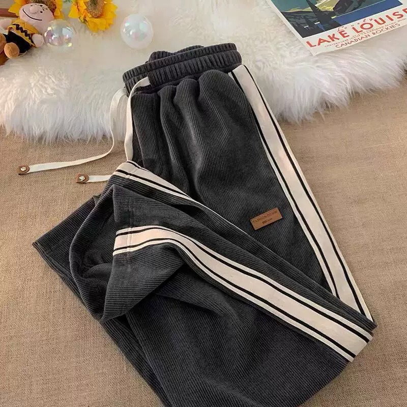 Striped Side-Tape Corduroy Sweatpants