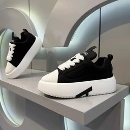 Chunky Two-Tone Canvas Platform Sneakers